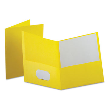 Oxford™ Leatherette Two Pocket Portfolio, 8.5 X 11, Yellow-yellow, 10-pack freeshipping - TVN Wholesale